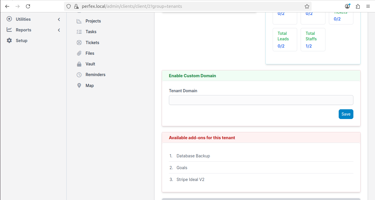 Available add-ons for tenant